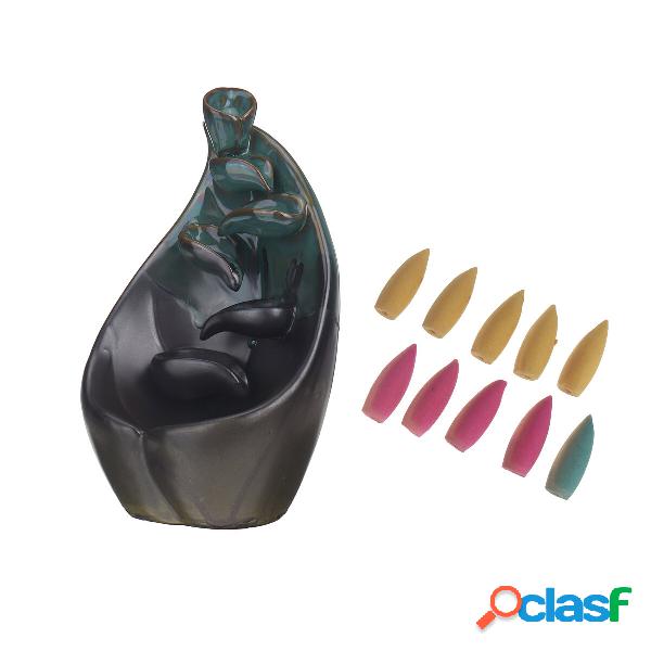 Bruciatore di incenso di riflusso in ceramica Supporto per