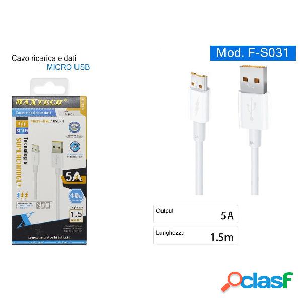 CAVO RICARICA RAPIDA DATI MICRO USB / USB-A 5A CAVETTO