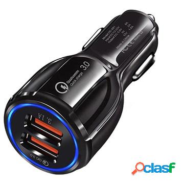 Caricabatteria da Auto Quick Charge 3.0 30W - 2 x USB - Nero