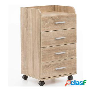 Cassettiera con Ruote MAVERY, 4 Cassetti, 40x70,5x33cm,