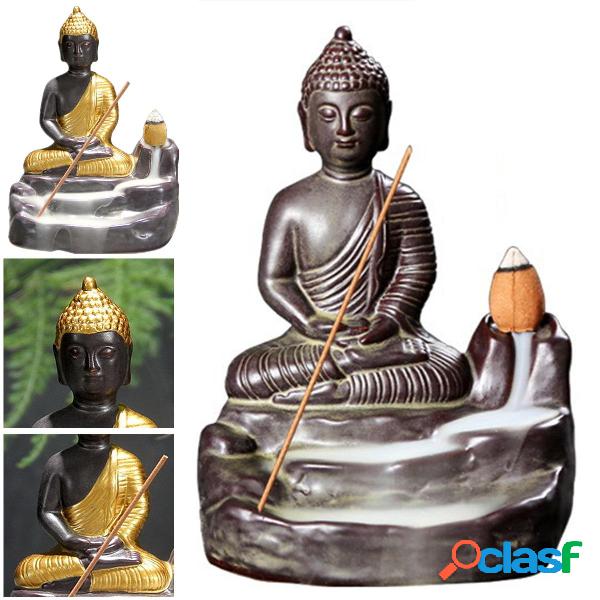 Ceramica Buddha Incenso Statua Buddista Fumo riflusso cono