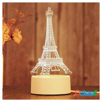 Creative Acrylic 3D Visual LED Night Lamp - Eiffel Tower