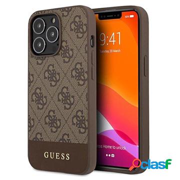 Custodia Ibrida Guess 4G Stripe per iPhone 13 Pro - Marrone