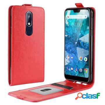 Custodia a Flip Verticale per Nokia 7.1 - Rosso