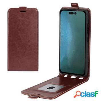 Custodia a Flip Verticale per iPhone 14 Pro - Marrone