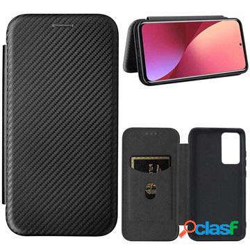 Custodia a Flip per Xiaomi 12 Pro - Fibra di Carbonio - Nera