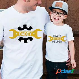 Dad and Son T shirt Tops Graphic Print White Black Short