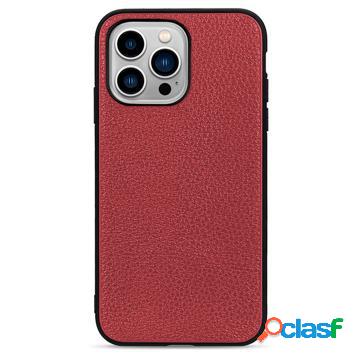 Elegante Custodia in Pelle iPhone 14 Pro Max - Rosso