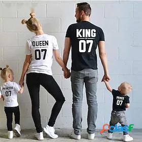 Family Look Cotton T shirt Tops Causal Letter Print White