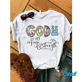 God Is My Refuge Flower Font Tee