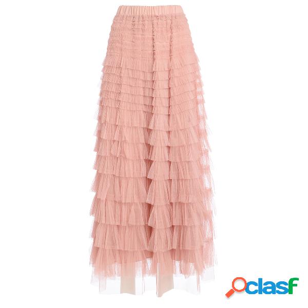 Gonna lunga Twinset in tulle plissé rosa