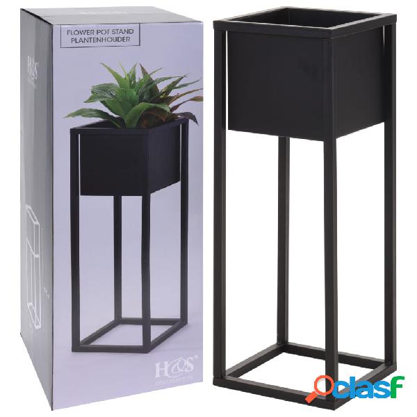 Home&Styling Vaso da Fiori con Supporto in Metallo Nero 60