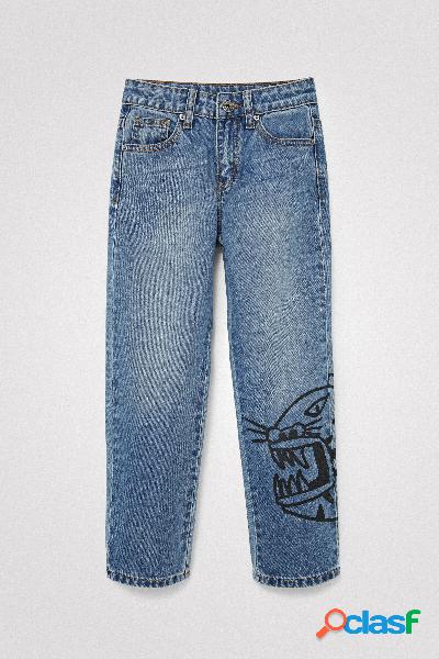Jeans dritti tigre