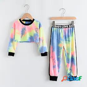 Kids Girls Clothing Set Long Sleeve 2 Pieces Rainbow Print