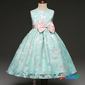 Kids Little Dress Girls Color Block Party A Line Dress Bow