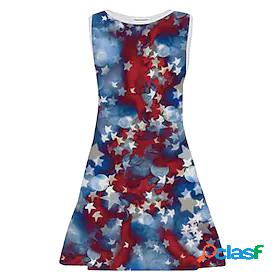 Kids Little Girls Dress Flag Daily Holiday Vacation A Line