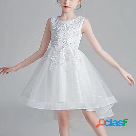 Kids Little Girls Dress Flower Lace White Pink Gold Midi