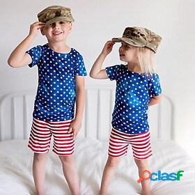 Kids Unisex Boys Girls T-shirt Shorts Clothing Set American