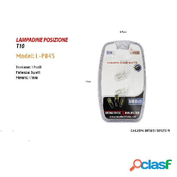 LAMPADINE DI POSIZIONE T10 MAXTECH L-P045 12V - 3W LAMPADINE