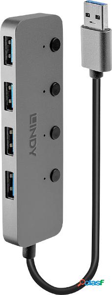 LINDY 4 Port USB 3.0 Hub mit Ein-/Ausschaltern 4 Porte Hub