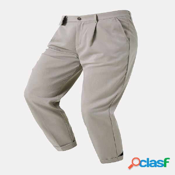 Men Plain Color Office Chics Ankle Length Pants