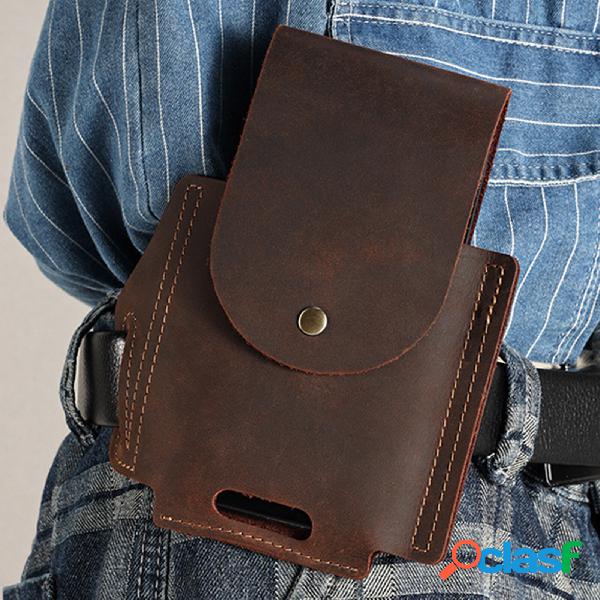Menico Men Genuine Leather Vintage EDC Waist Bag Short Phone