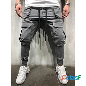 Mens Basic Classic Trousers Cargo Pants Full Length Pants