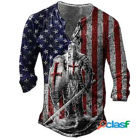 Mens Henley Shirt T shirt Tee Graphic Soldier National Flag