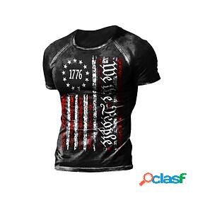 Mens T shirt Tee Graphic National Flag Letter 3D Print Crew