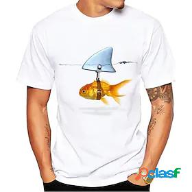 Mens T shirt Tee Shirt Graphic Fish Animal 3D Print Round