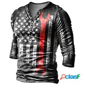 Mens Unisex Henley Shirt T shirt Tee Graphic Prints National