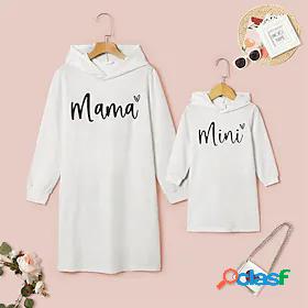 Mommy and Me Dresses Daily Heart Letter Print White Above