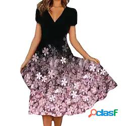 Per donna Abito linea A Vestito longuette Bianco Nero Blu
