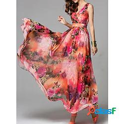 Per donna Abito linea A Vestito maxi Rosso Senza maniche