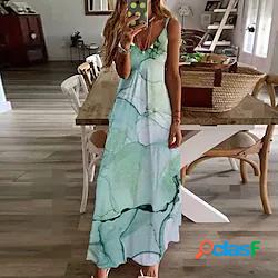 Per donna Abito linea A Vestito maxi Verde Manica corta