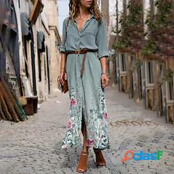Per donna Vestito a trapezio Vestito longuette Verde Manica