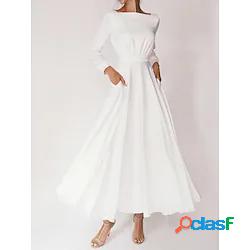 Per donna Vestito bianco Vestito maxi Bianco Manica lunga