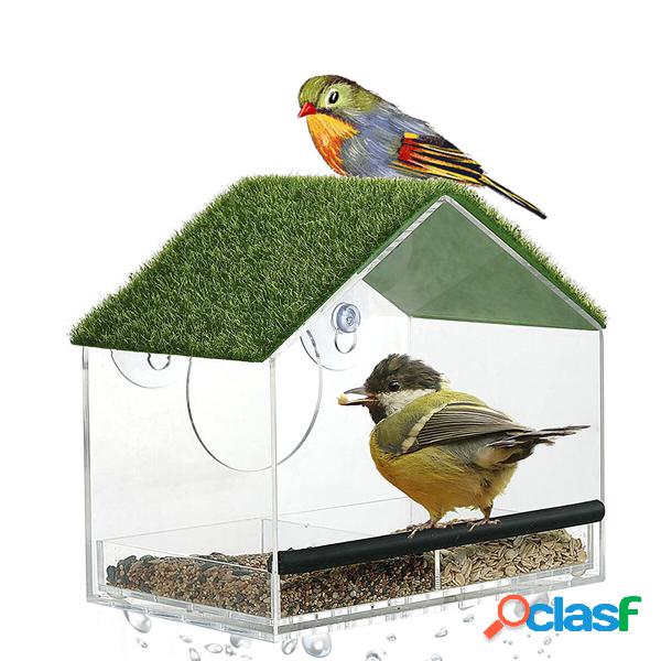Plastic Clear Pet Bird Seed Food Feeder For Parrot Cockatiel