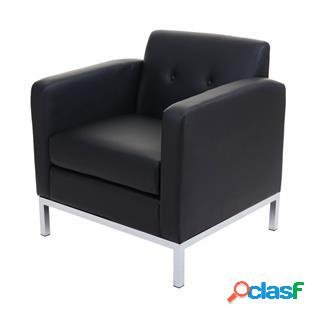 Poltrona Attesa DEXTER, Classica ed Elegante, in Pelle, Nero
