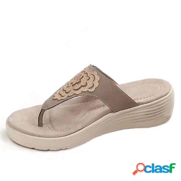 Punta tonda da donna ricamata Plus Pantofole con punta a