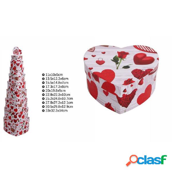 SET 10 PZ SCATOLE REGALI VARIE MISURE MATRIOSKA FORMA CUORE