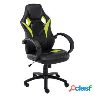 Sedia Gaming JARAMA, Design Sportivo, Color Nero e Verde