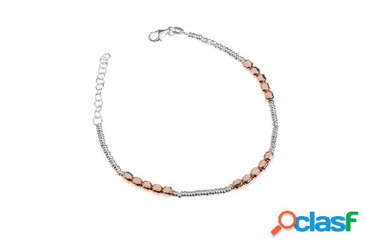 Selezione Zanolli Bracciale argento cubetti rosè alternati