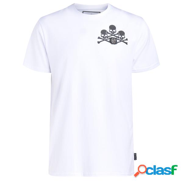 T-Shirt Philipp Plein bianca con stampa Skull&Bones