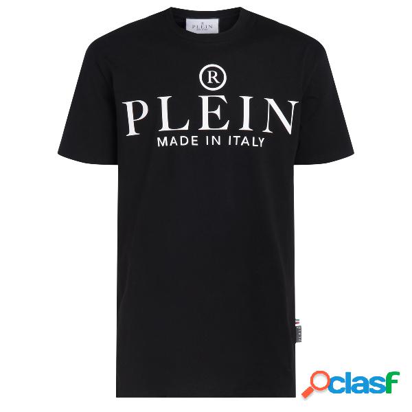 T-Shirt Philipp Plein nera con logo bianco