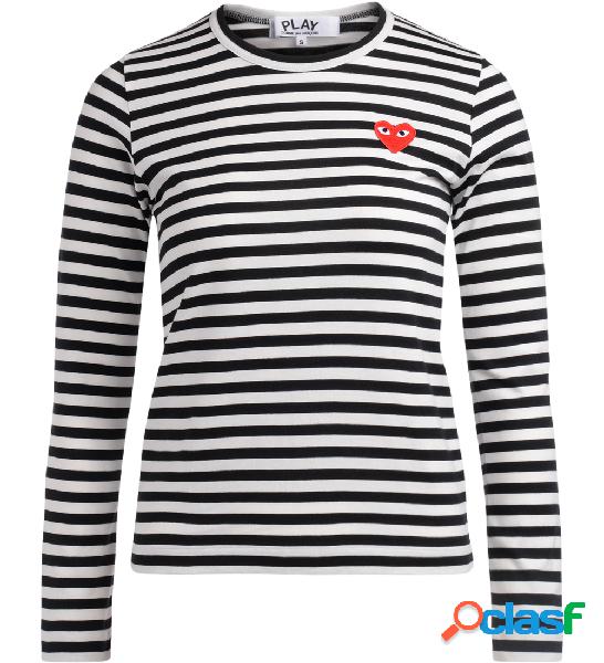 T-shirt Comme des Garçons Play a righe bianche e nere