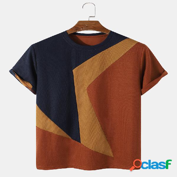 Uomo Color Block Veins Crew Collo Magliette casual