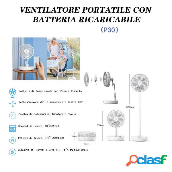 VENTILATORE PORTATILE CON BATTERIA RICARICABILE P30 DESIGN