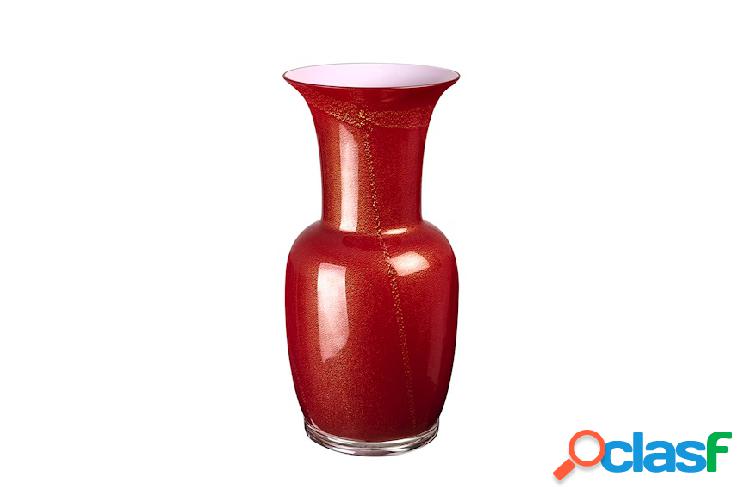 Venini Vaso Opalino vetro di Murano rosso sangue e rosa