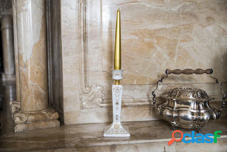 Versace Candeliere Medusa Gala porcellana con candela beige